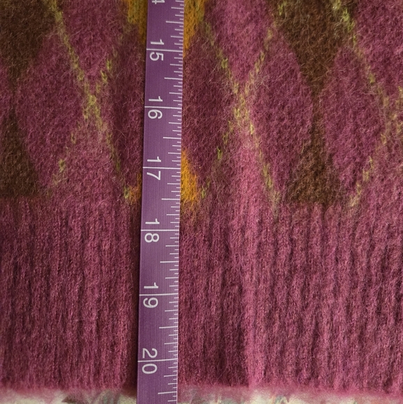 Daydreamer Purple and Orange Argyle Cardigan - Picture 9 of 10